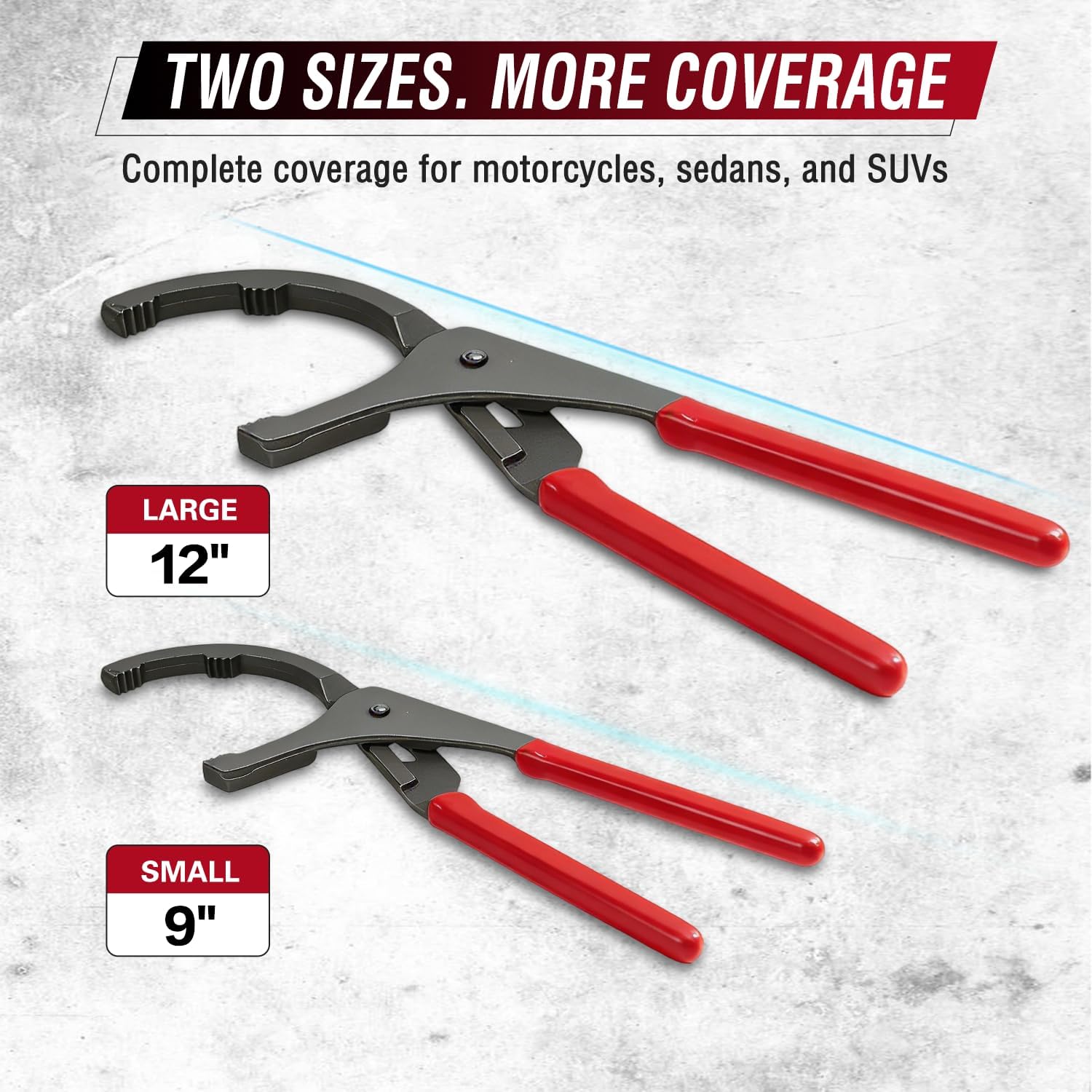 COOACC Oil Filter Wrench Set, 9" & 12" Adjustable Oil Filter Pliers