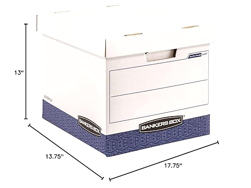 Miniatura 7 de Bankers Box DATA-PAK - Paquete de 12 cajas de almacenamiento de archivos resistentes ideales para carpetas de computadoras, plegado rápido, tapa