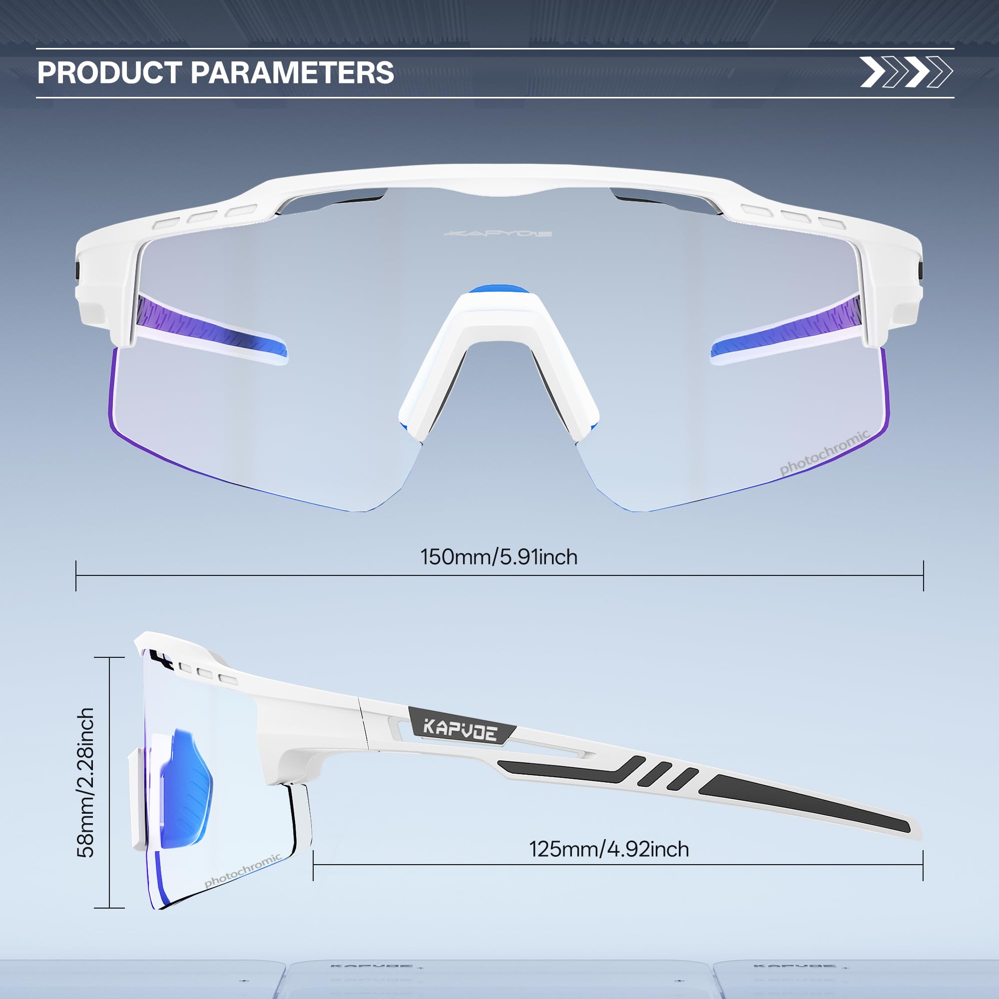 KAPVOE Fotocromáticas Gafas de Ciclismo Protección UV400 Transparente Gafas de Sol Deportivas Mujeres Hombres K75