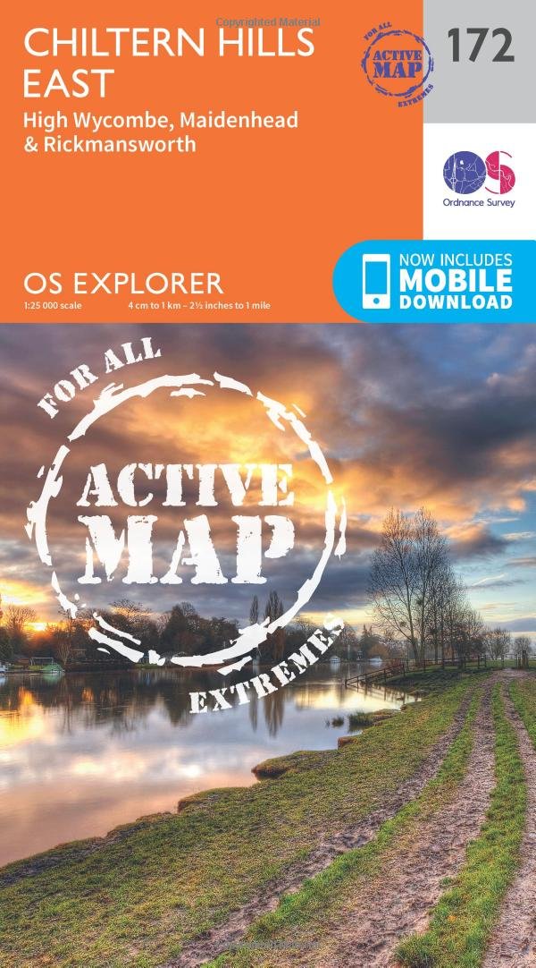 Chiltern Hills East Map | Weatherproof | High Wycombe, Maidenshead & Rickmansworth | Ordnance Survey | OS Explorer Active Map 172 | England | Walks | Hiking | Maps | Adventure
