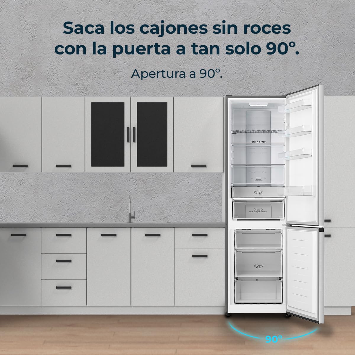 Cecotec Réfrigérateur Combi Total No Frost 336L Bolero CoolMarket Combi 336 Inox A. 201cm Hauteur, Fresh Flex, Humidity Flex, Compresseur Inverter Plus, Basse Consommation, Multi AirFlow, Mode Smart