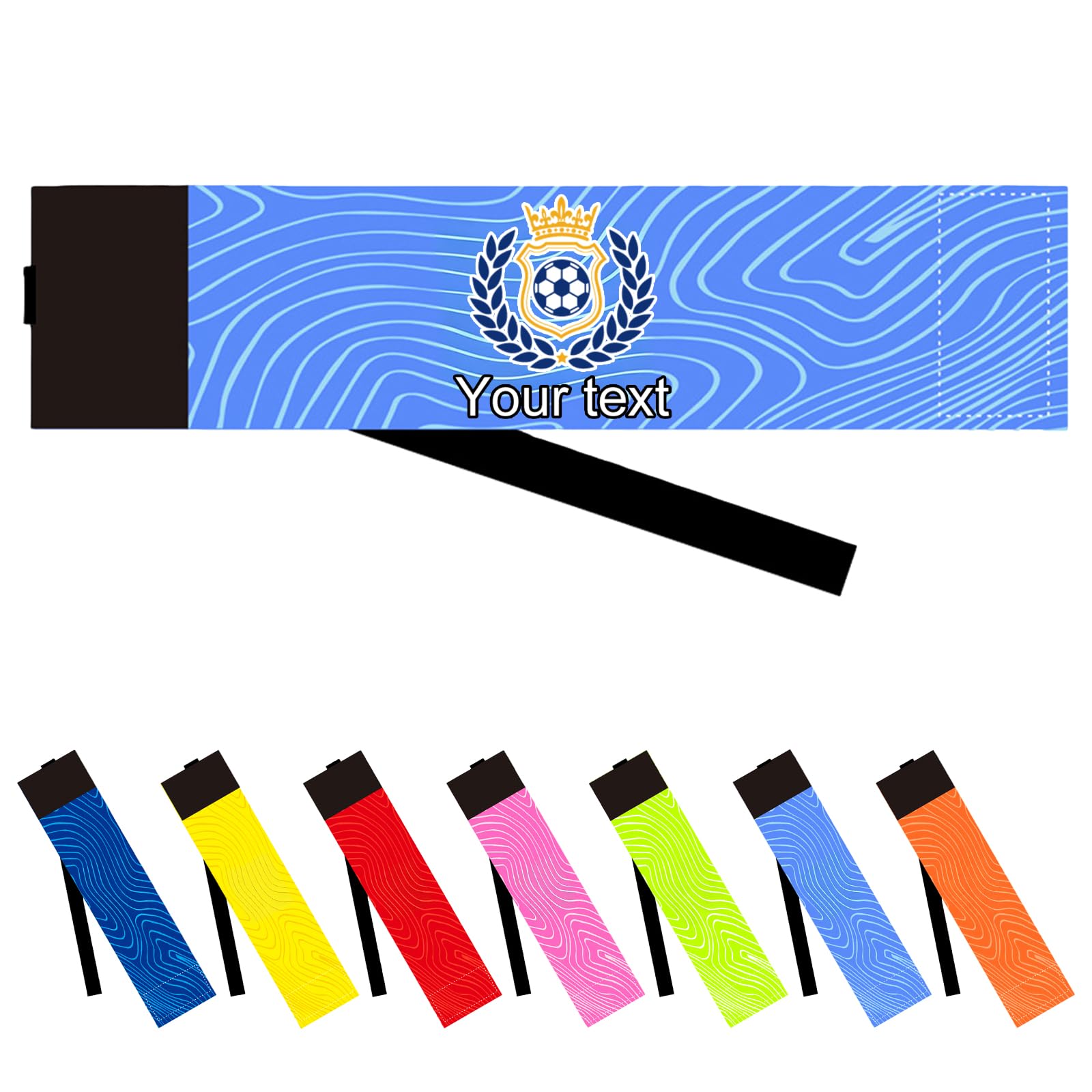 Personalised Captains Armband for Football Training, Adult & Youths Custom Elastic Sports Arm Band Captain Armbands (Sky Blue)