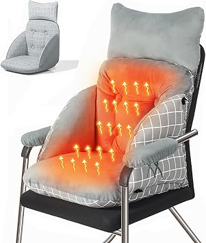 Heated Seat Cushion, USB Powered, Back and Seat Cushions, 4 Temperature Levels, Timing Function, Chair Heating Pad, Seat WarmerGray