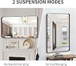 KOCUUY Bathroom Mirror 30" x 40", Rectangle Mirror with Black Frame, Vanity Mirror for Wall, Wall Mounted Mirror for Bedroom Bathroom Living Room Entryway, Horizontal or Vertical