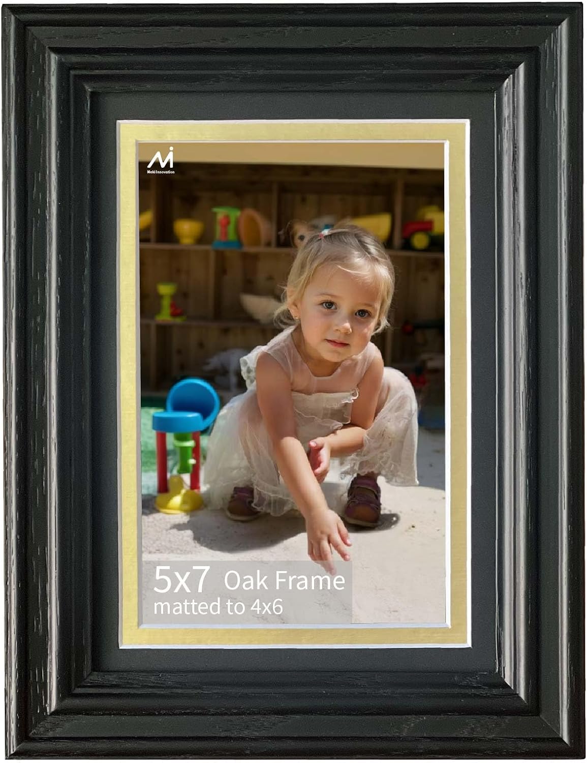 COLOR BROWN ❗❗5x7 USA Natural Oak Wood Picture Frame Matted to 4x6, 1 Pack | Thickened and Widened, Mortise & Tenon,Real HD Tempered Glass, Tabletop or Wall Mount Display Includes Wall Kit