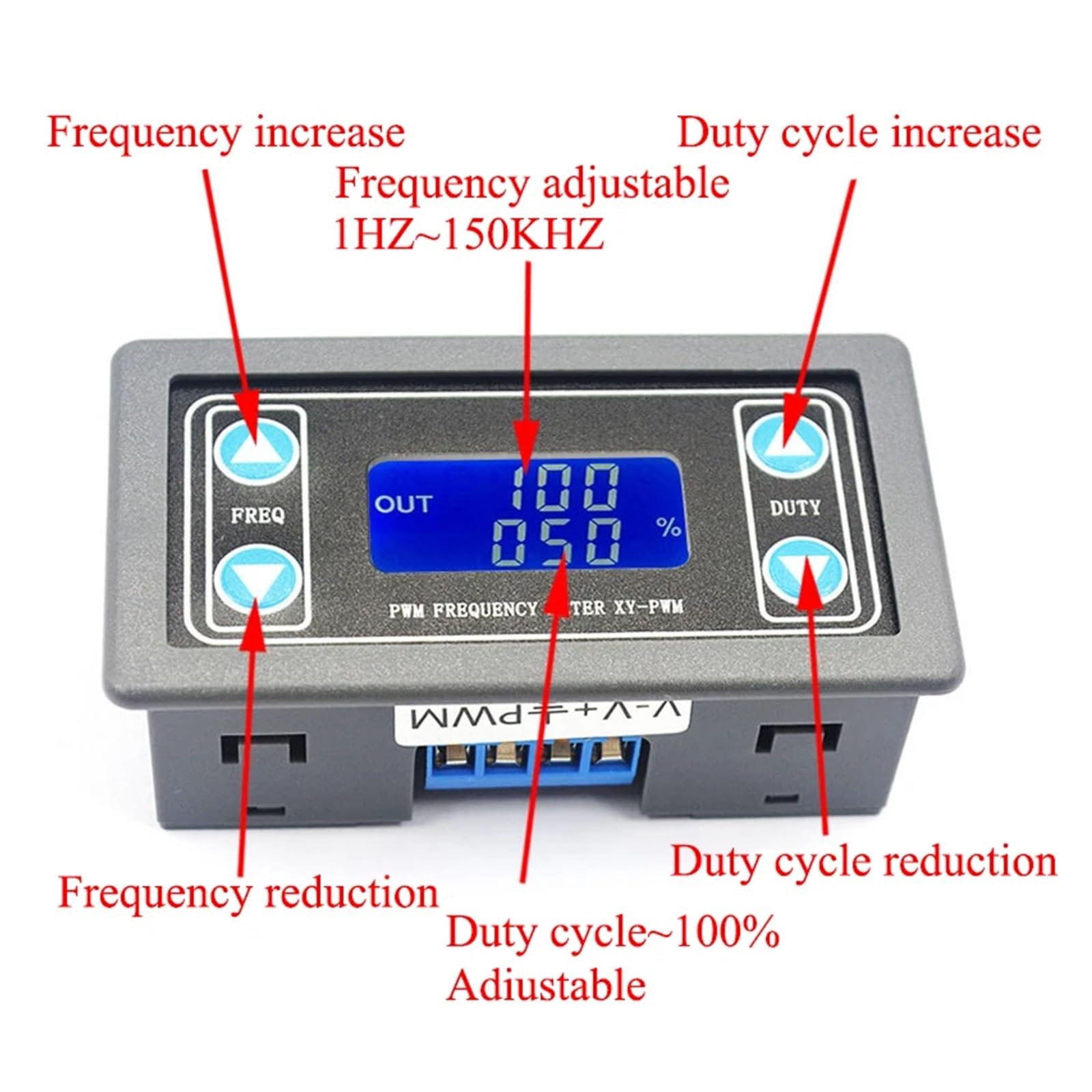 Generador de señales 1H/Z~150KH/Z, pantalla digital, frecuencia pulso PWM, relación trabajo, generador rectangulares onda cuadrada ajustable(5 Pcs)