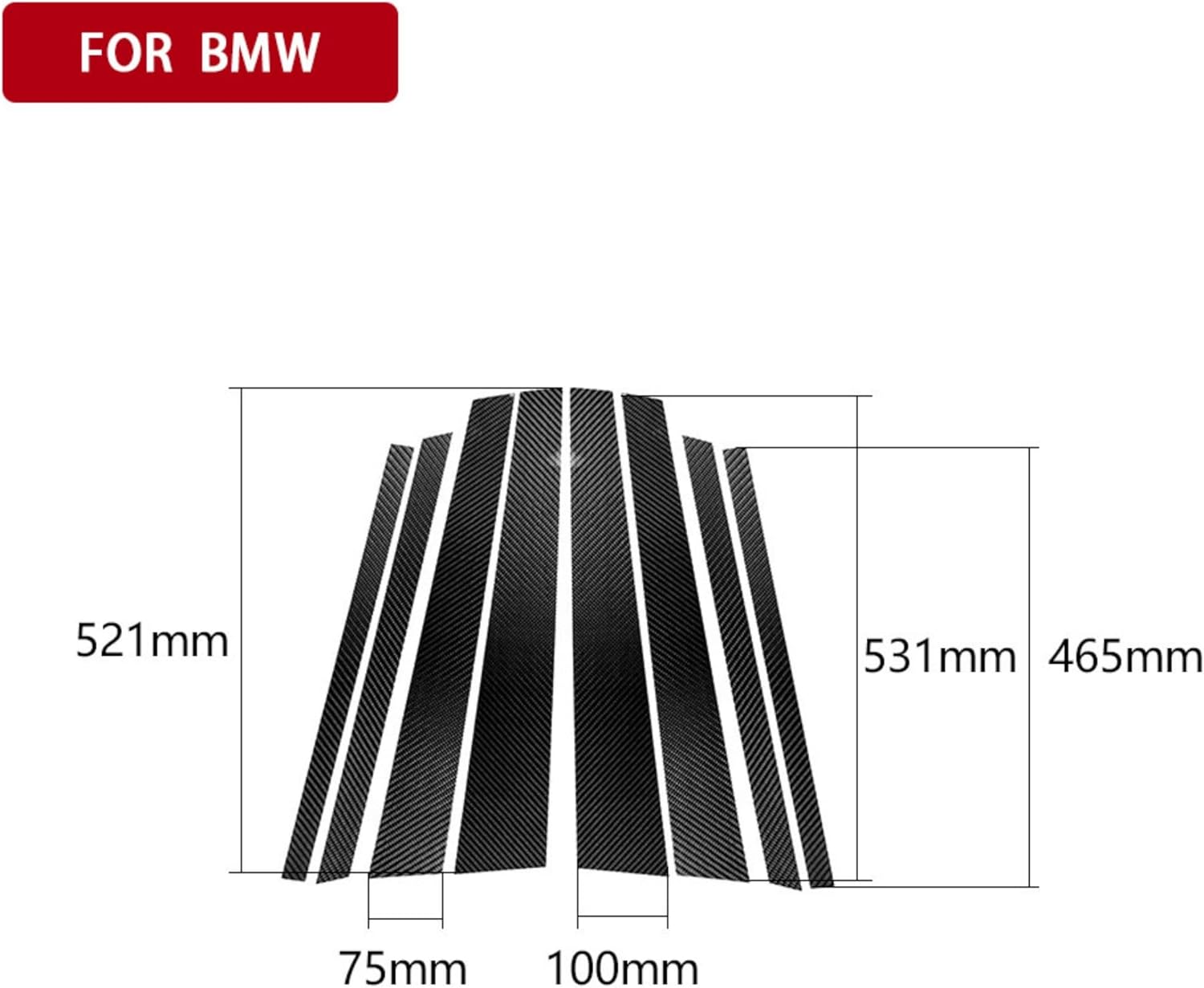 Carbon Fiber Cover Trim Sticker Accessories Decoration Compatible with BMW X5 E70 X6 E71 2008-2014 (Door Sash B Pillar 43)