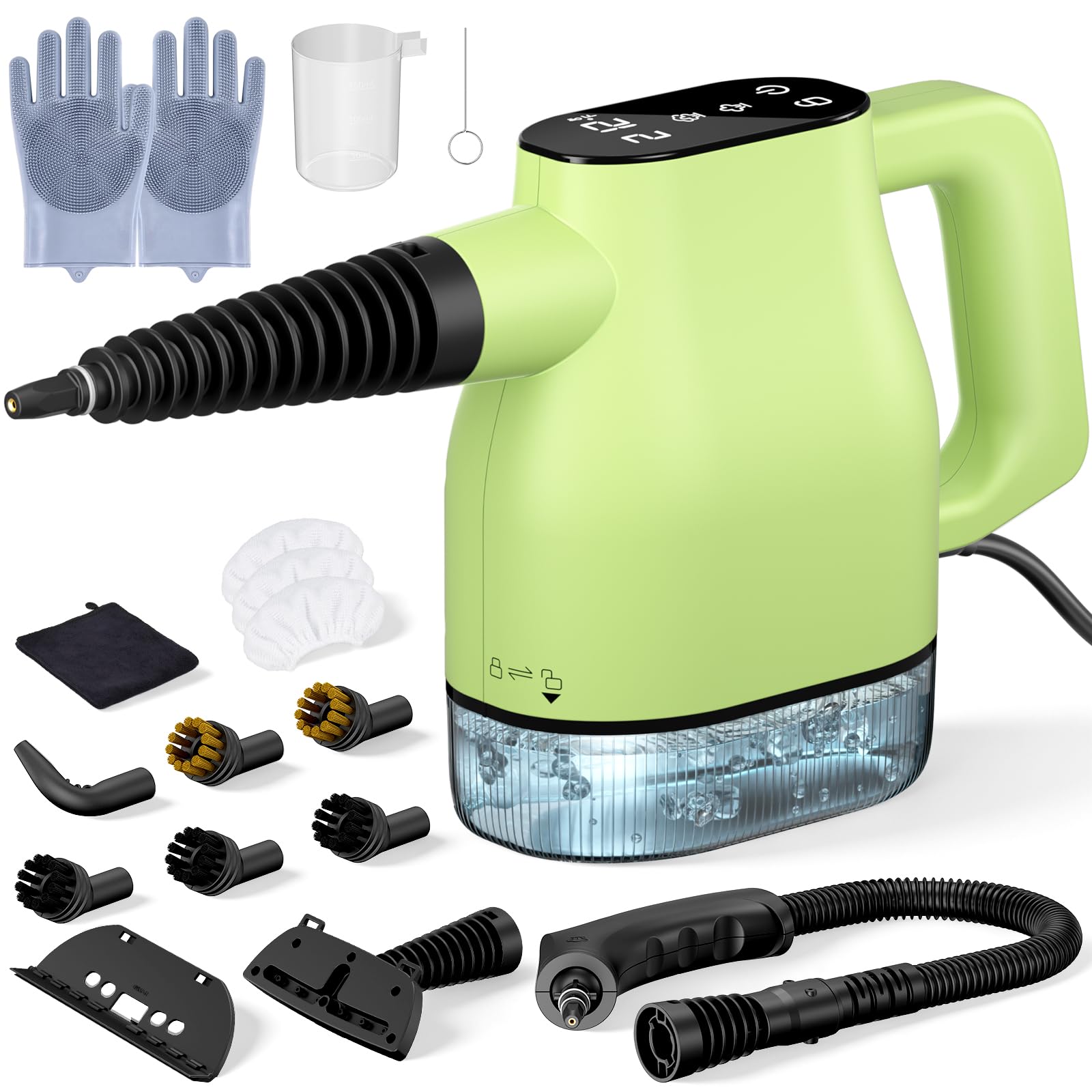 Handheld Steam Cleaner for Home, Multi-Purpose Steamer for Cleaning with 17PCS Accessories, Fast Heating Portable Steam Cleaner, Grout Car Grease Window Clothes Kitchen Bathroom, Green