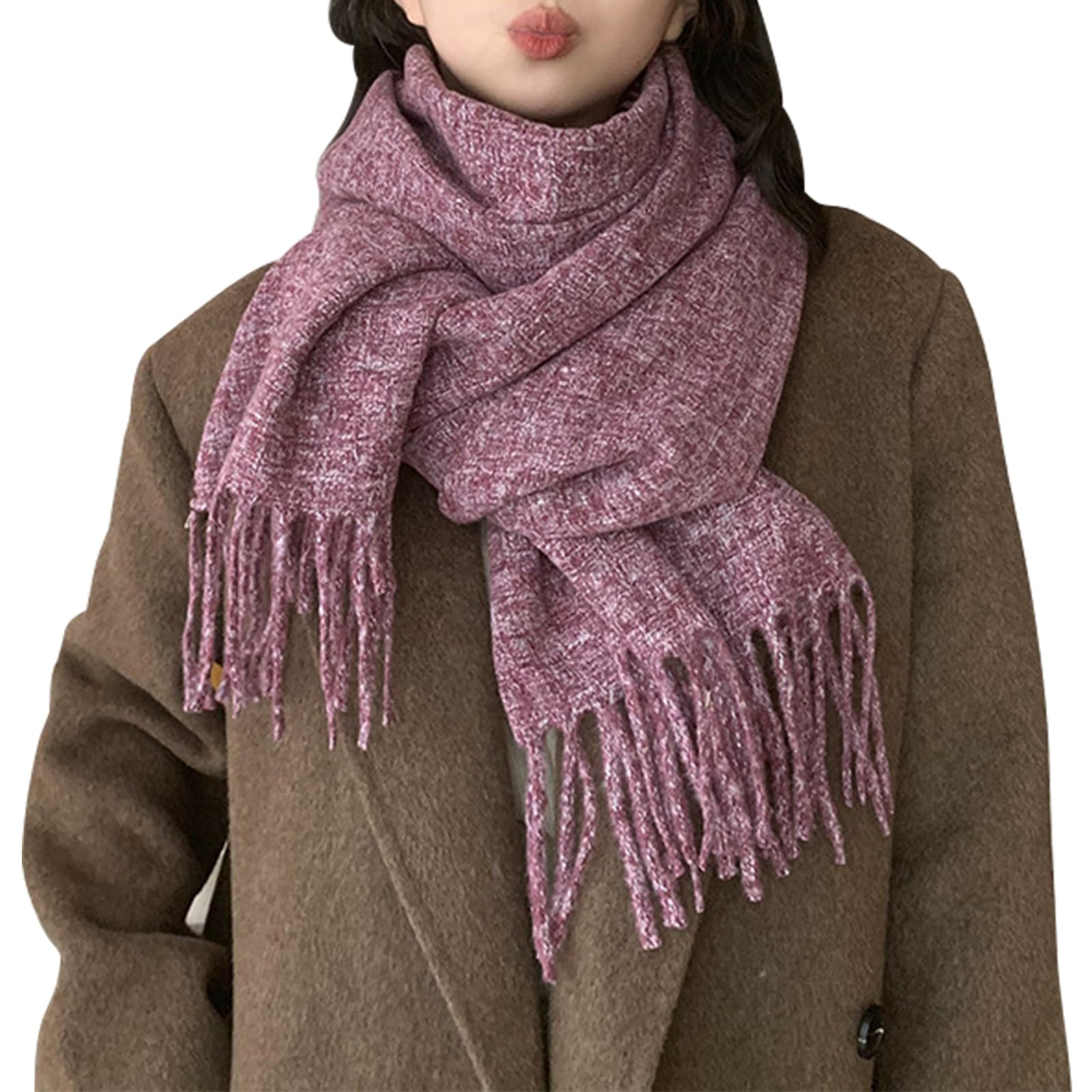edolaWomen's Purple Fringed Winter Scarf, 215 cm x 65 cm