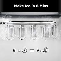 Vista 53 de Silonn - Máquina de hacer hielo para encimera, 9 cubos listos en 6 minutos, 26 libras en 24 horas, autolimpiable, cuchara de hielo y canasta, 2