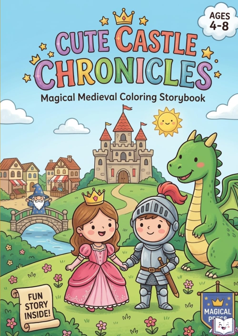 Cute Castle Chronicles: Medieval Coloring Book for Kids Ages 4-8 — Knights, Dragons and Princesses