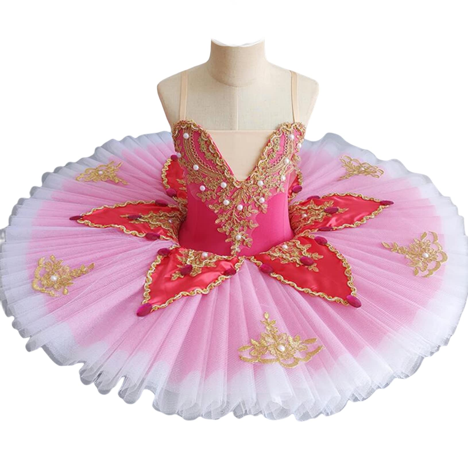 OTMYIGO Tutú de Ballet para niña Leotardos Swan Lake Bailarina Vestido de Baile Leotardo Competencia Fiesta Falda