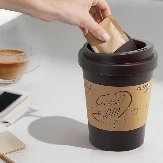 Caneca Plástica Mini con Tapa Basculante Café miniatura 5