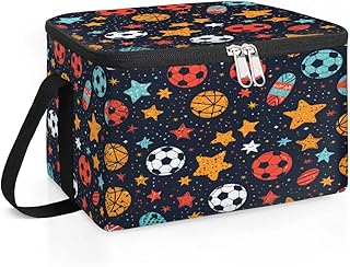Star Soccer Lunch Bag Insulated Lunch Box Large Meal Bag Lunch Tote Bag Portable Leakproof Meal Prep Organizer for Work Picnic Beach