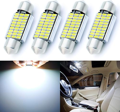 Vista 23 de 4 PCS Bombillas LED CAN-Bus Sin Errores 6418 6411 6461 DE3425 C5W Festoon 36MM 1.5" Ultra Blue 3014 27-EX Chipsets para Luces Interiores