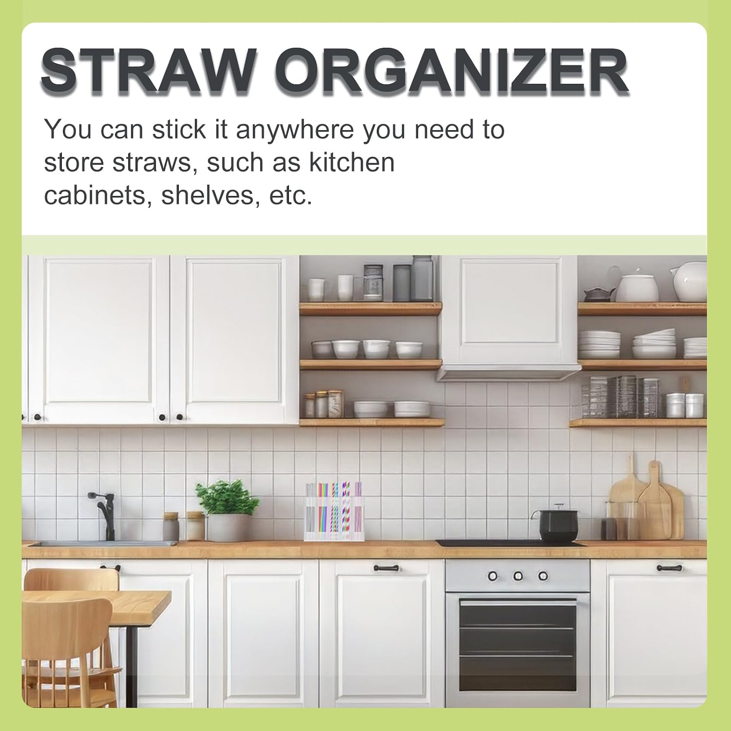 9.5" Clear Acrylic Straw Holder for Cabinet Door