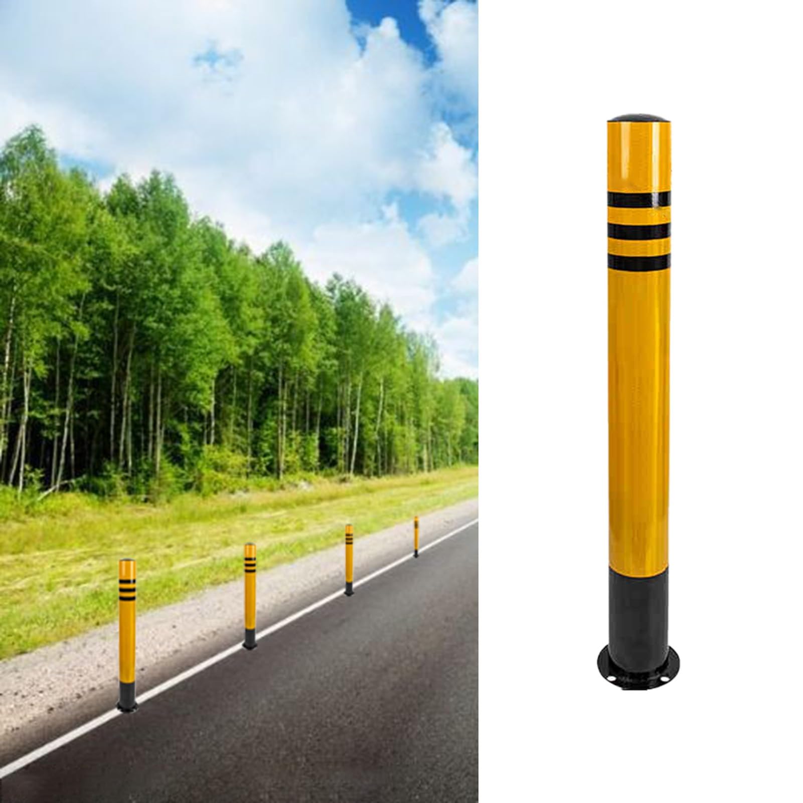 Bornes de sécurité routière, colonnes Fixes Anti-Collision en Acier, cônes de signalisation avec boulons d'expansion pour Usage Commercial/privé, H120xL7,6cm(47,2x3)