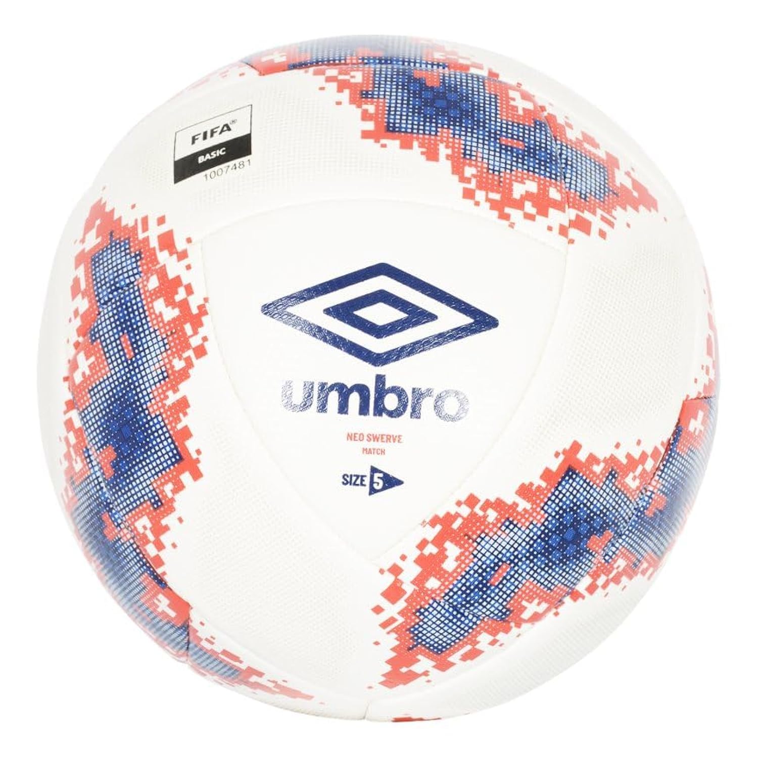 Umbro Neo Swerve Match FB Soccer Ball, Size 5, White/Blue/Red