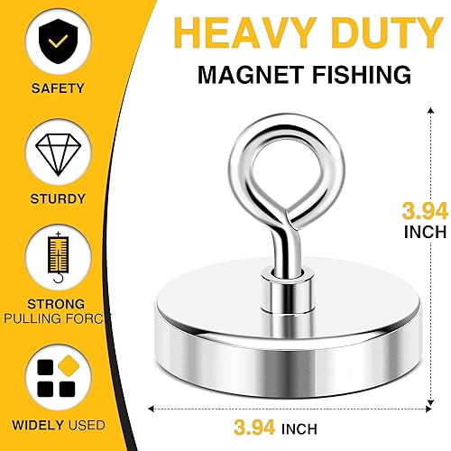 Miniatura 28 de DIYMAG - Imanes de pesca de neodimio superfuertes, imán de tierras raras de 500 libras de fuerza de tracción con cáncamo avellanado para single hole