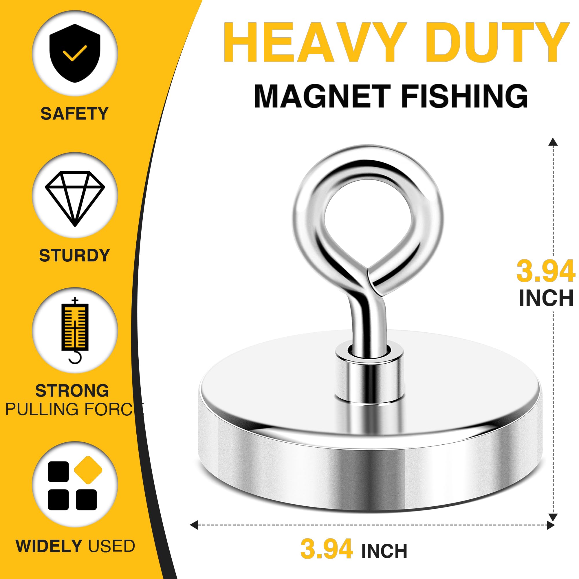1200 Lb Fishing Magnet - Powerful Lift Magnet -2