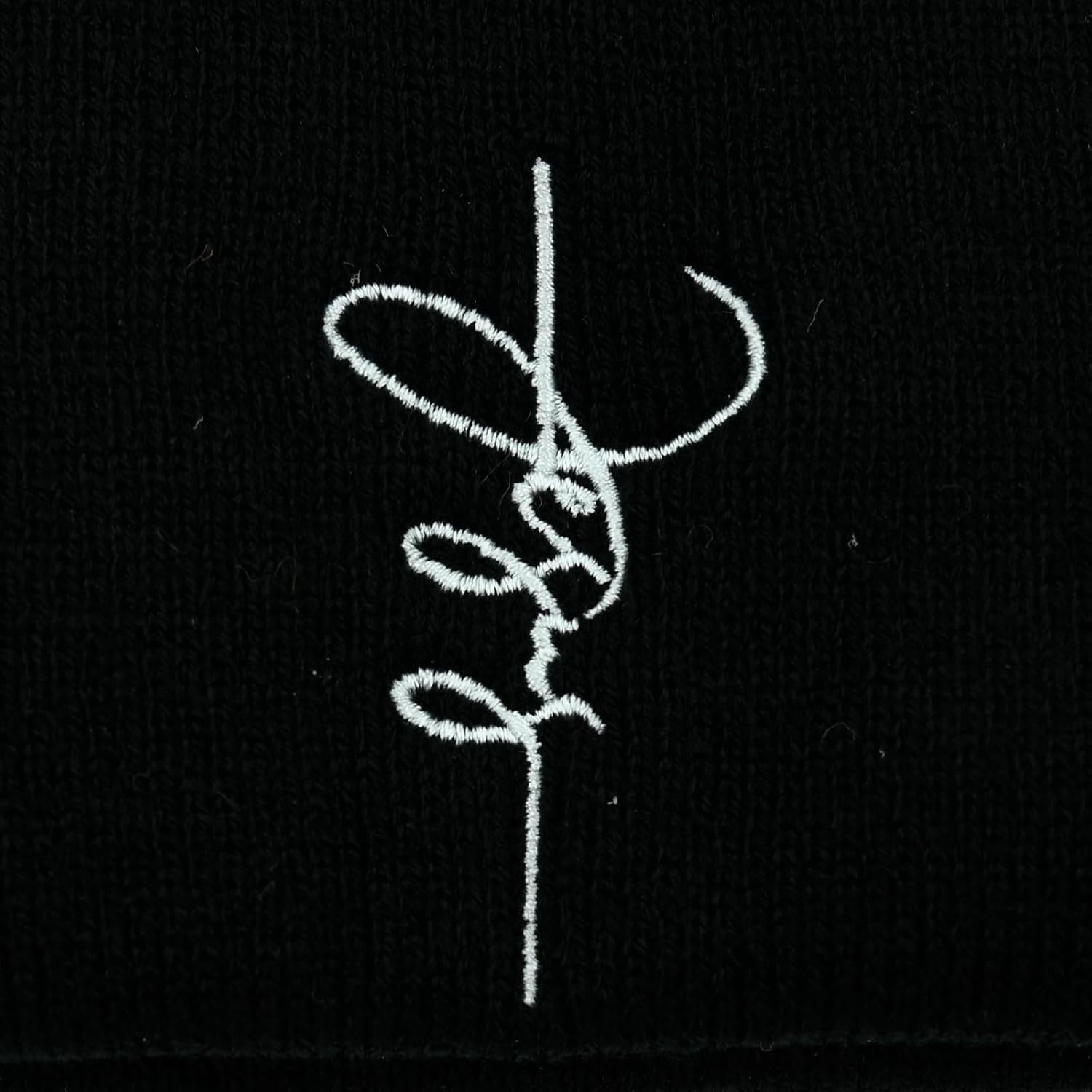 Black Beanie Hat for Men Women Embroidered Knit Winter Beanies Cap - Image 2