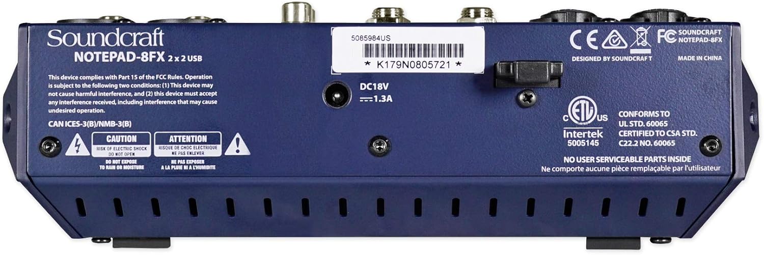 Soundcraft Notepad-8FX 8-Channel Podcast Mixer Podcasting Interface, USB+Effects