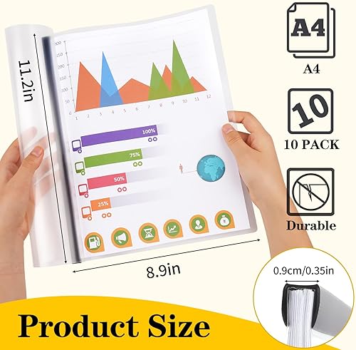 Vista 20 de Paquete de 40 portadas de informes con barra deslizante, cubiertas transparentes para informes A4 y papel tamaño carta, cubiertas de currículum