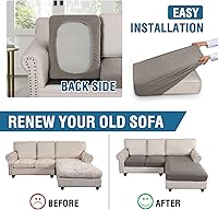 Vista 181 de H.VERSAILTEX 2025 New Sectional Couch Covers 8 Pieces Stretch Sofa Covers for Sectional Sofa Set Separate L Shaped Couch Cover for Both Left/Right