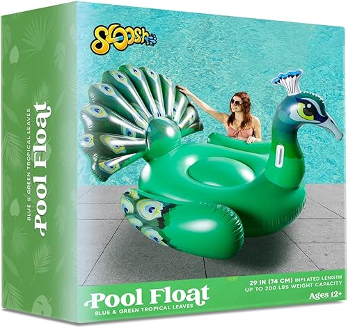 Miniatura 7 de JOYIN Inflatable Peacock Pool Float - Giant Green Peacock Ride on Raft for Swimming Pool, Beach Floaties, Party Decoration Toys, Pool Island, Summer