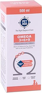 PET360 Omega 3+6+9 | Blend of Salmon & Flax Seed Oils for Dogs & Cats with Fur & Coat Protectives | Reduced Shedding | Shi Price In India