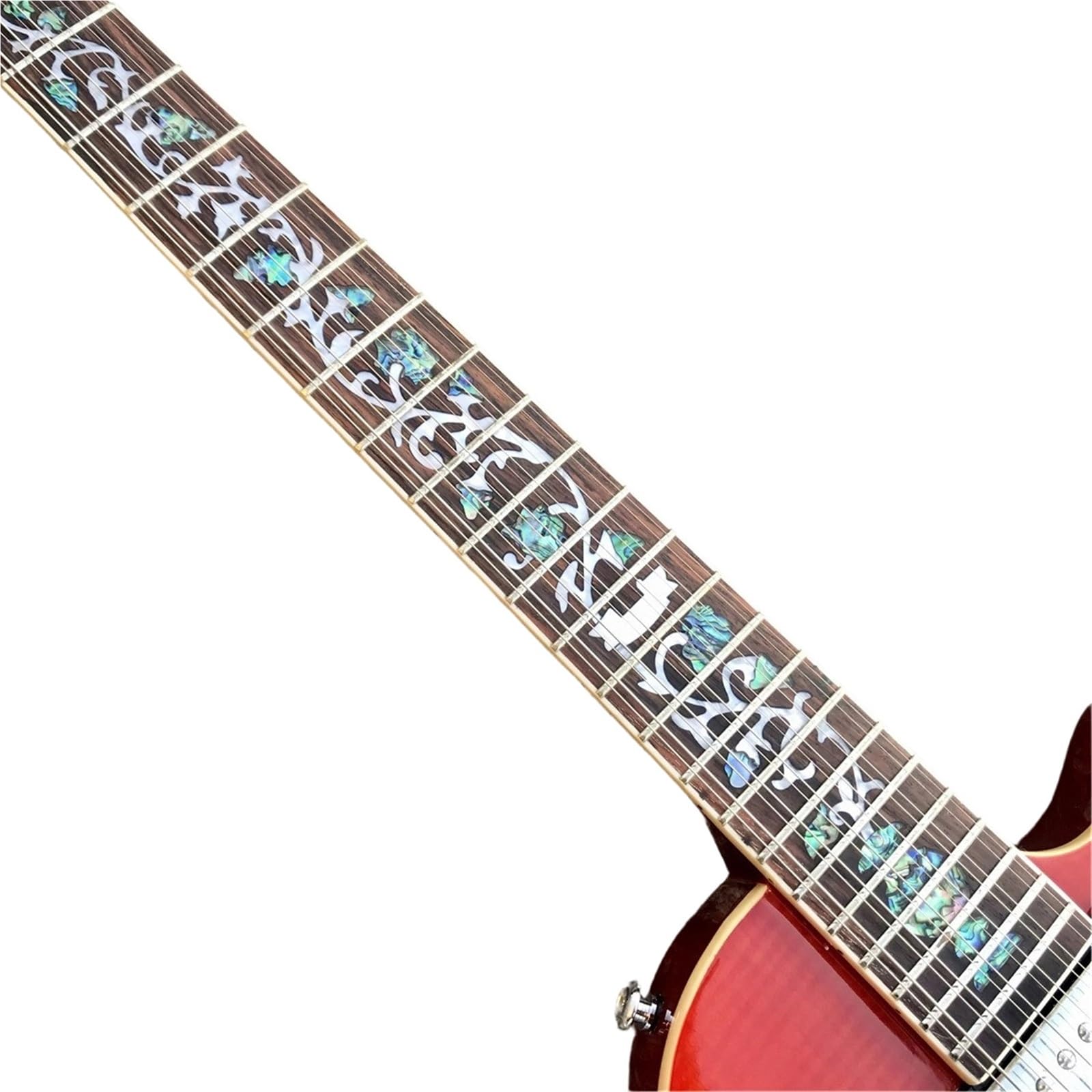 Standard Gitara Elektryczna Profesjonalny 12 Strunowy Pomarańczowy Płomień Klon Semi Hollow Jazz Gitara Elektryczna Humbucker Pickup