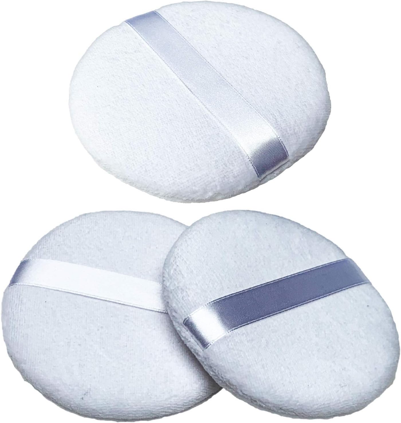 Powder Puff for Face Powder - Jumbo 4.5 Inch Size - Pure Cotton Makeup Pad Foundation Blender - Loose Powder Brush Body Sponge Smooth Plush Applicator Cosmetic Facial Skin Blush Pads (3-Pack)