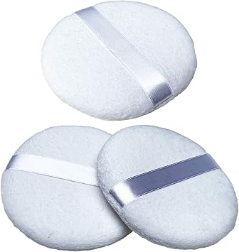 Powder Puff for Face Powder - Jumbo 4.5 Inch Size - Pure Cotton Makeup Pad Foundation Blender - Loose Powder Brush Body Sponge Smooth Plush Applicator Cosmetic Facial Skin Blush Pads 3-Pack