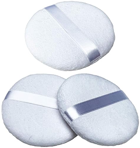Powder Puffs Extra Grande Jumbo 4.5" 100% algodón puro suave esponjoso lavable Puff para maquillaje facial cuerpo base de polvo suelto (paquete de