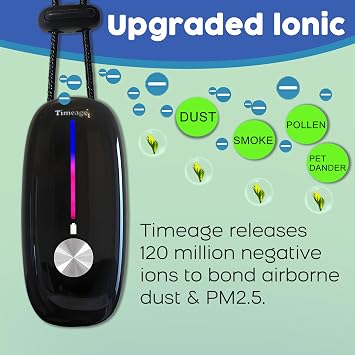 Portable Air Purifier,Personal Air Purifier Necklace, Wearable Mini Air Ionizer Eliminates Pm2.5, Allergy Pollen,Smoke,Dust for Outdoor,Travel(Black)