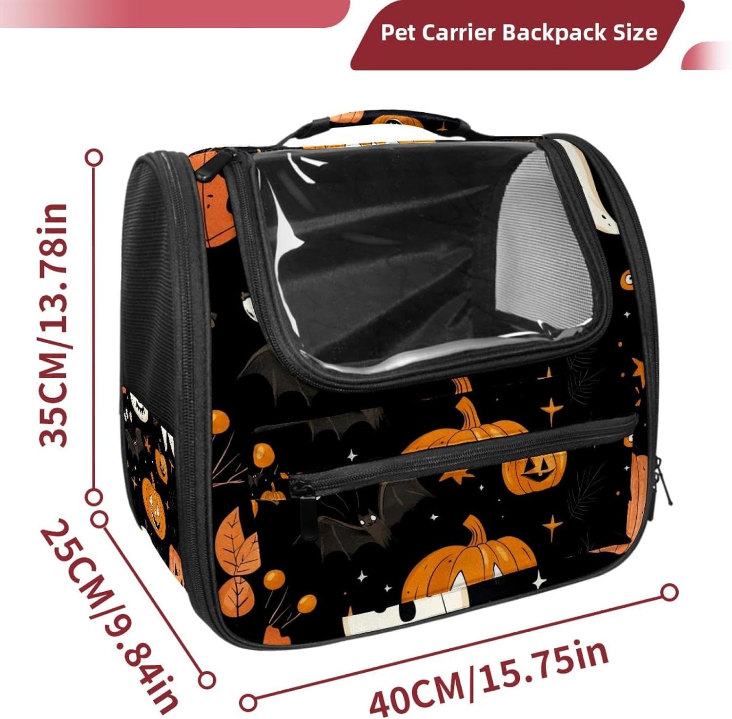 Portable Travel pet Backpack Carrier Hamster Bag Small Dog cat Carrier Breathable Hang Bag, Halloween