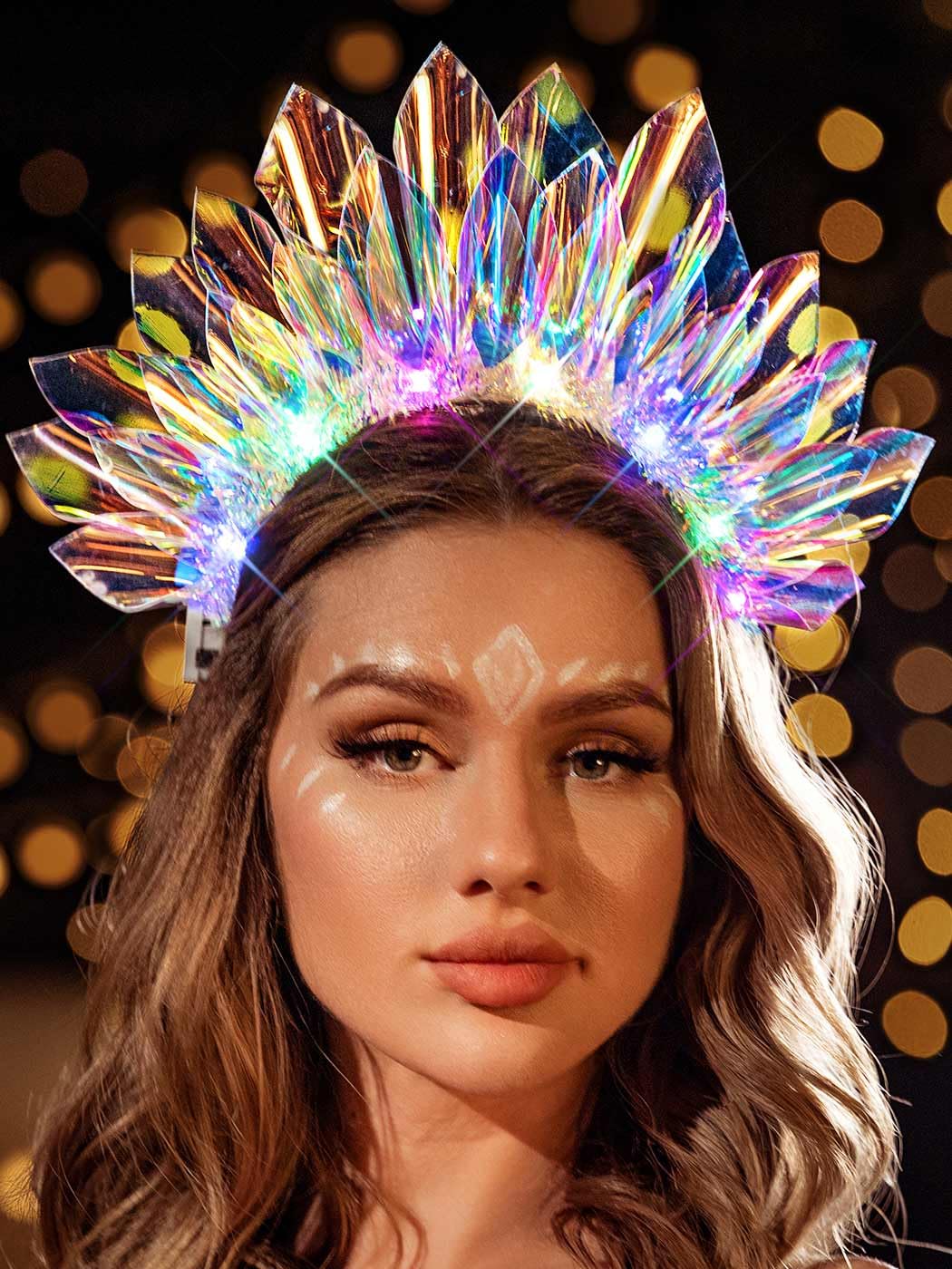 Light Up Crown New Year Eve Headband Rave Hair Accessories Led Costume Headpiece for Women