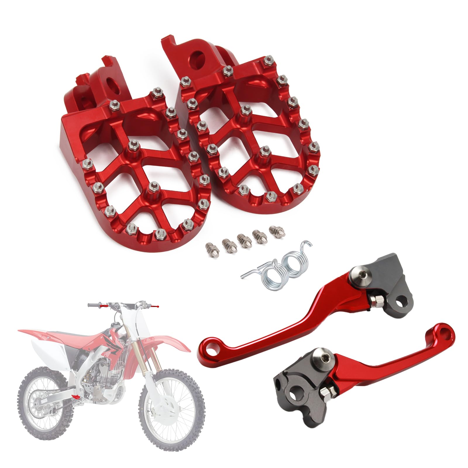 Leva del Freno del Motociclo Set di Leve della Frizione e pedane Pedali in Alluminio per CR125 CR250 CRF 250 CRF 450 Rosso