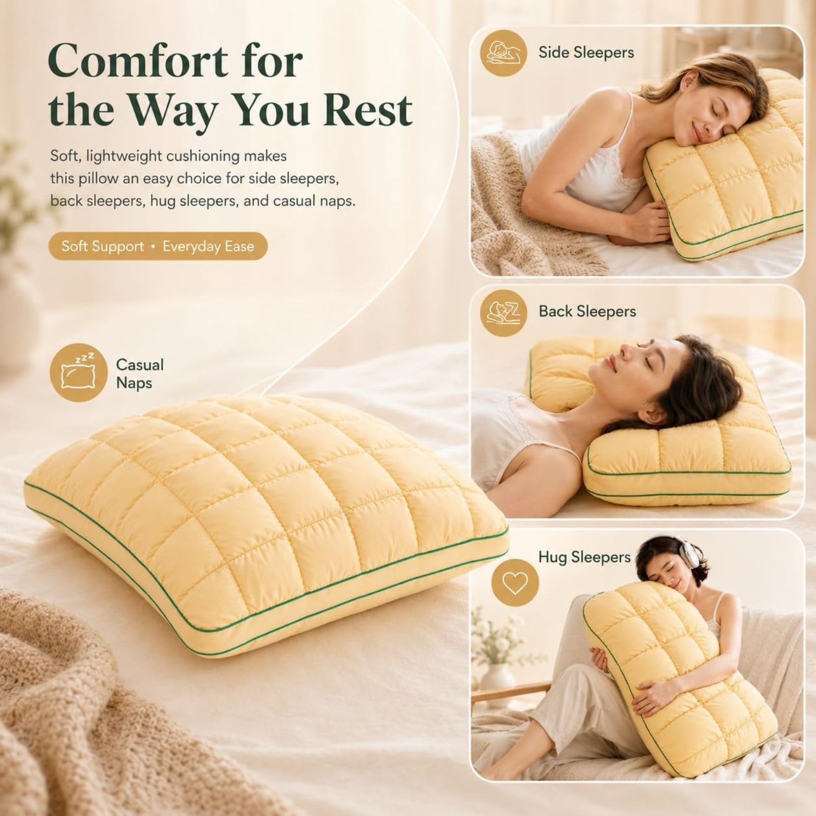 Morbido Supporto Rinfrescante Trapuntato Cuscino Rinfrescante | Cuscino Rinfrescante con Soffio Marshmallow Trapuntato da Letto Cool Touch Morbido for Adulti(Medium Pillow)