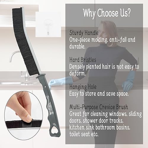Miniatura 3 de Cepillo de limpieza de huecos de 3 piezas, cepillos multifuncionales para esquinas muertas, para puerta y ventana, cepillo de limpieza de pistas,