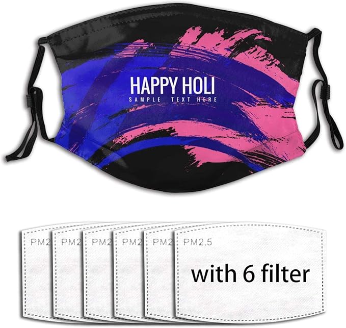 Holi Colorful Unisex Reusable Face Mask With Filters