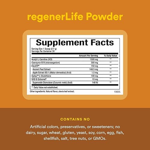 Miniatura 4 de Natural Factors RegenerLife en polvo, apoya la energía celular y reduce la fatiga, 2.86 onzas