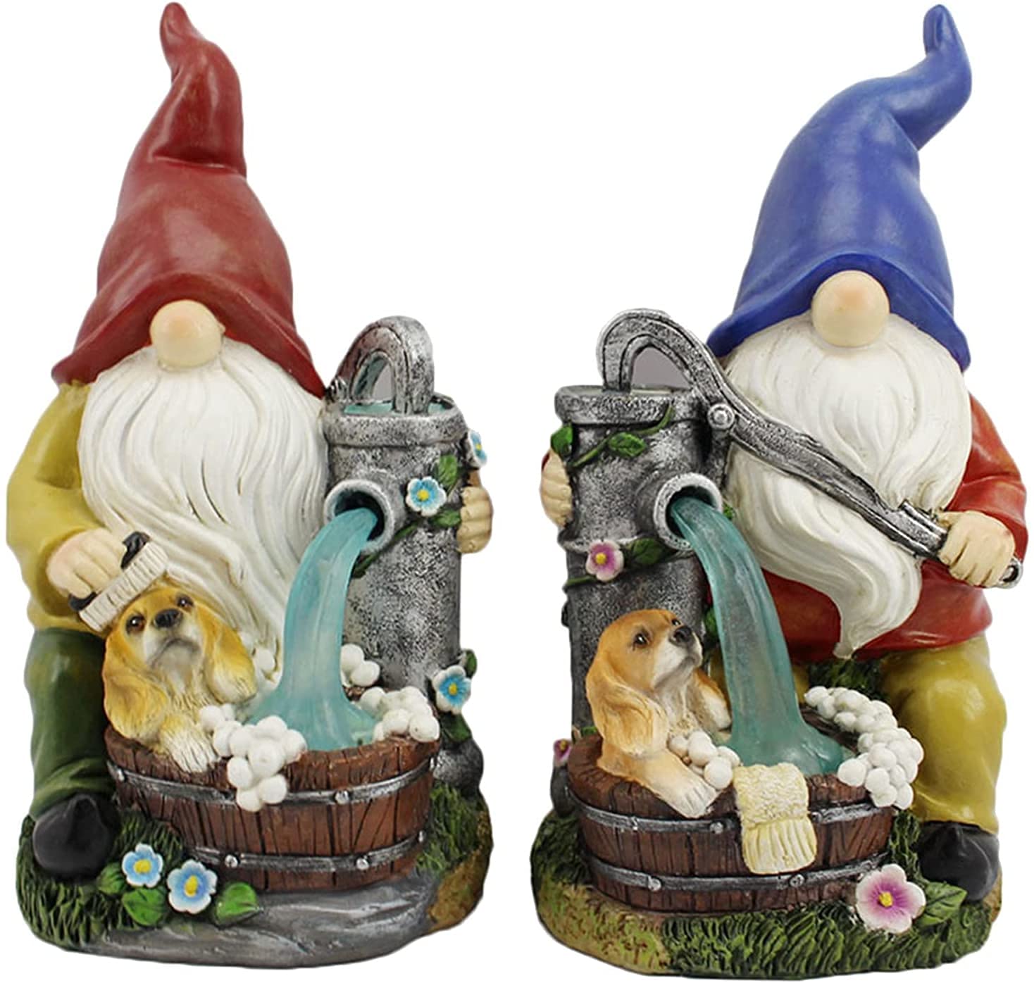 Solar Luminous Garden Krasnal rzeźba American Country Elf krasnal ornamenty prace ogrodowe podwórko trawnik ornamenty 16 x 14 x 27 cm (kolor: czerwony)