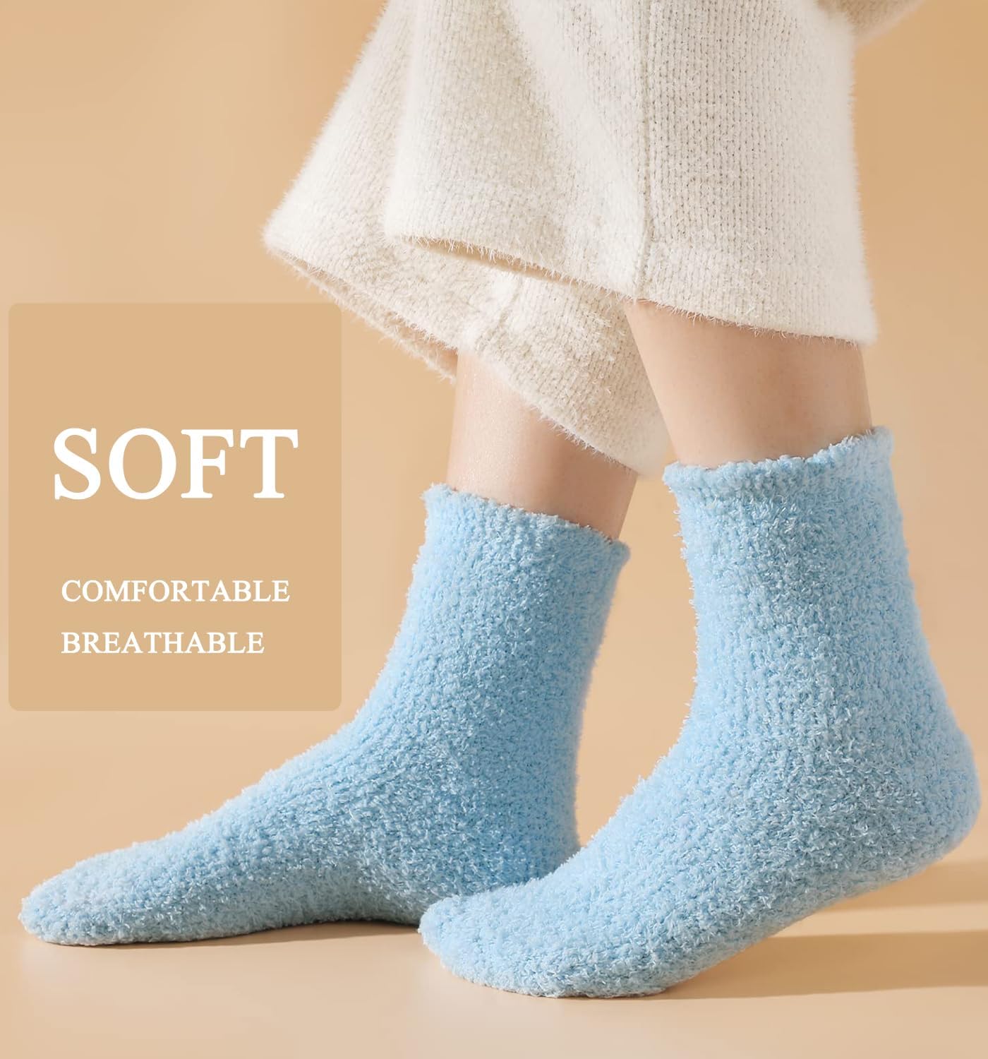 Ginmewrae Women Fuzzy Socks Cozy Soft Fluffy Cute Animal Slipper Socks Sleeping Warm Socks Christmas Gift for Girls - Image 6