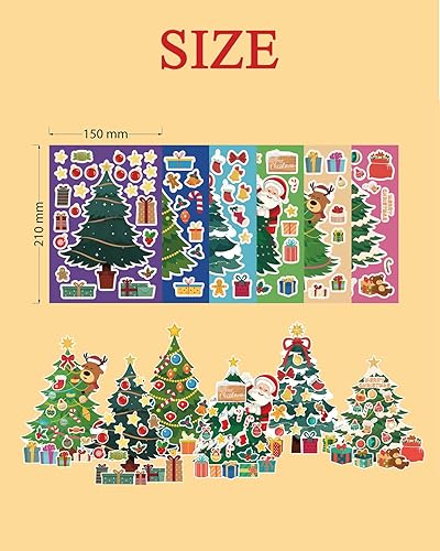 Miniatura 8 de 34 calcomanías navideñas que no se repiten  Crea tus propios personajes de Navidad con Papá Noel, reno, árbol de Navidad, muñeco de nieve y mucho