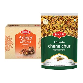 Bikaji Anjeer Dry Fruit Burfee/Fig Burfi 250g and Kolkata Chanachur 400g Combo Pack | Sweet and Spicy Snack | Authentic Mithai | Authentic Indian Taste | Family gathering