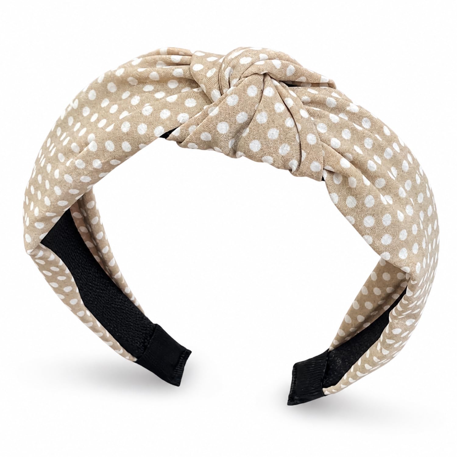 MOMISY Women's Polka Dot Knotted Headband, (Beige)-picture-17