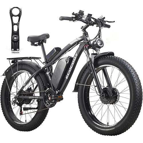 Electric Bike for Adults, 4000W Peak 5000W Dual Motor Ebike, 52V 32AH 30-100 Miles Up to 45 MPH 26" Fat Tire Electric Bicycles All Terrain with Front Suspension 7 Speed Electric Mountain Bike