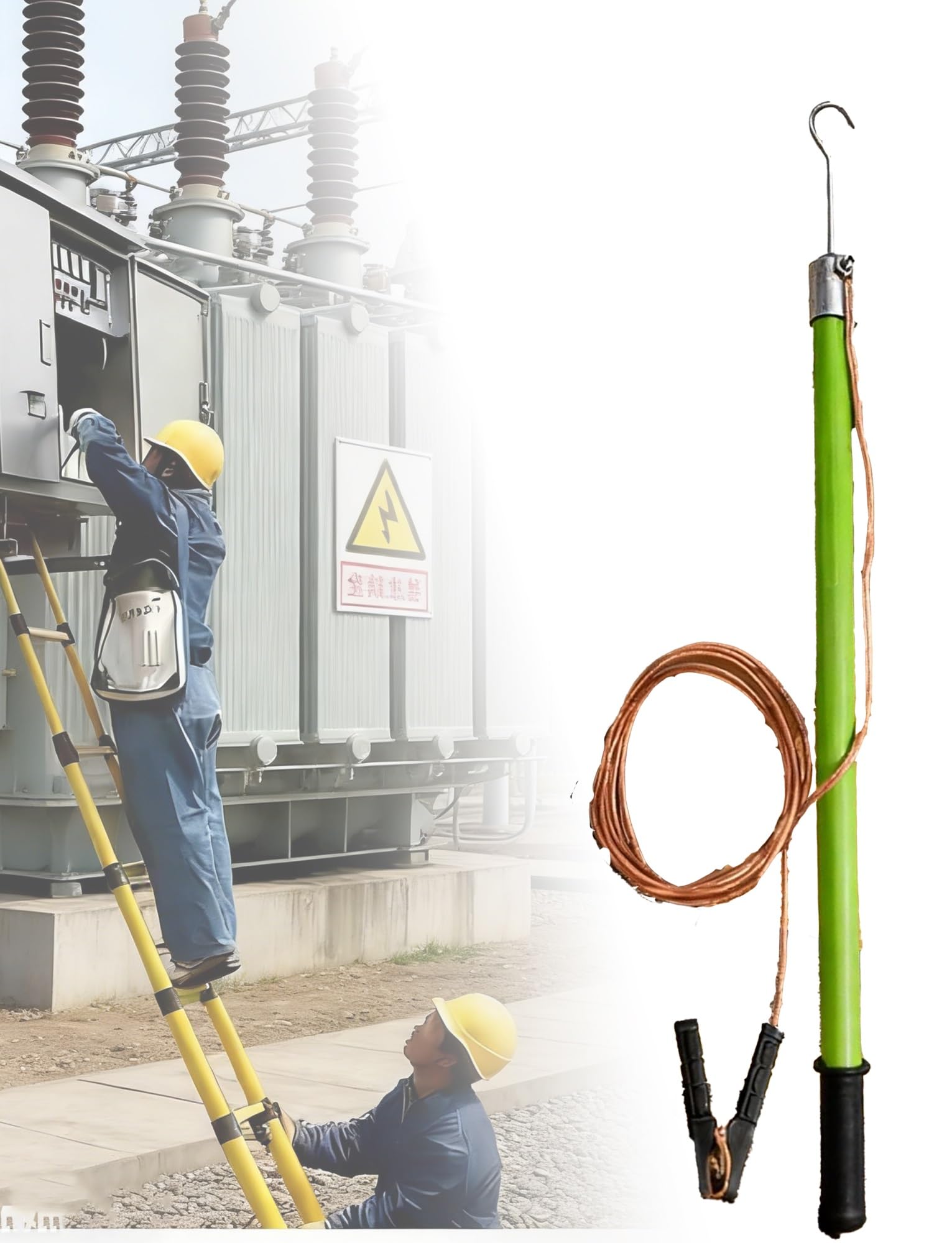 Varilla de descarga de alto voltaje, herramienta aislada de resina epoxi con alambre de cobre, barra de descarga de seguridad eléctrica portátil, tipo de descarga directa