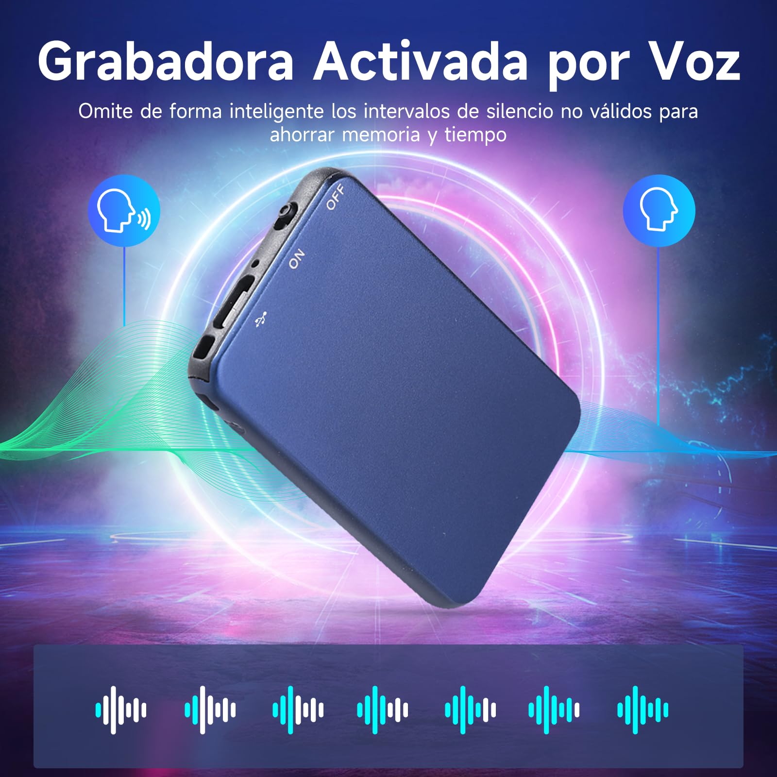 64GB Mini Grabadora de Voz, Vormooi Grabadora con Activación por Voz y Cancelación Inteligente del Ruido 2159, Grabador de Audio para Clases Reuniones Entrevistas Discursos